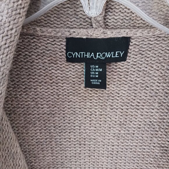 Cynthia Rowley Womens Sleeveless Cardigan Vest Size Medium Open Front Knit Beige - Picture 3 of 8